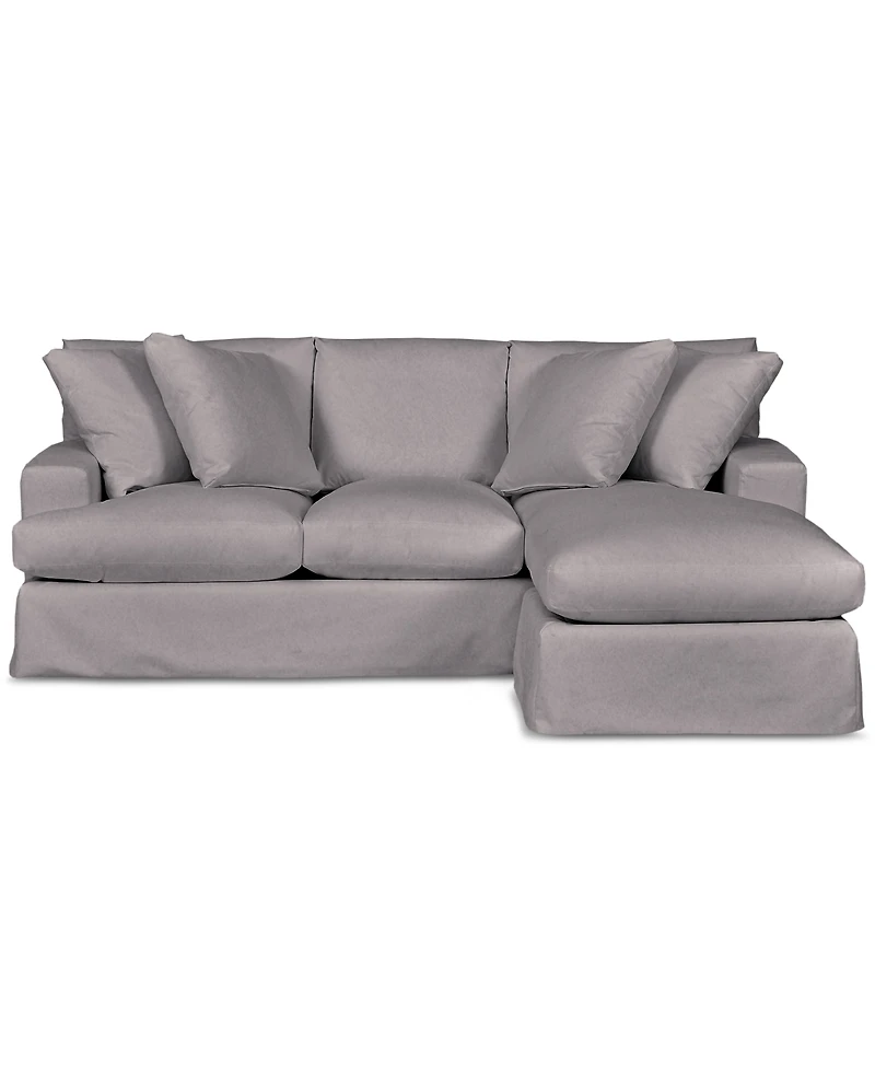 Brenalee 93" Performance Fabric Slipcover Reversible Chaise Sofa with Four Pillows