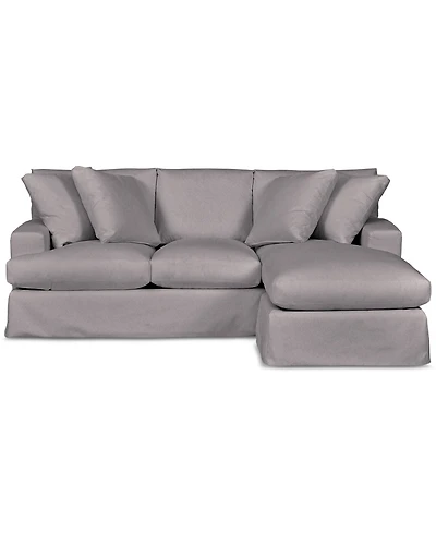 Brenalee 93" Performance Fabric Slipcover Reversible Chaise Sofa with Four Pillows