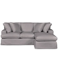 Brenalee 93" Performance Fabric Slipcover Reversible Chaise Sofa with Four Pillows