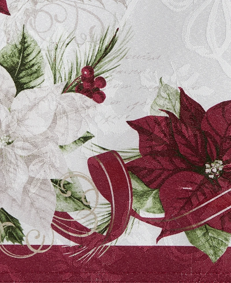 Elrene Clarette Poinsettia Holiday Fabric Napkins 17"x 17", Set of 4