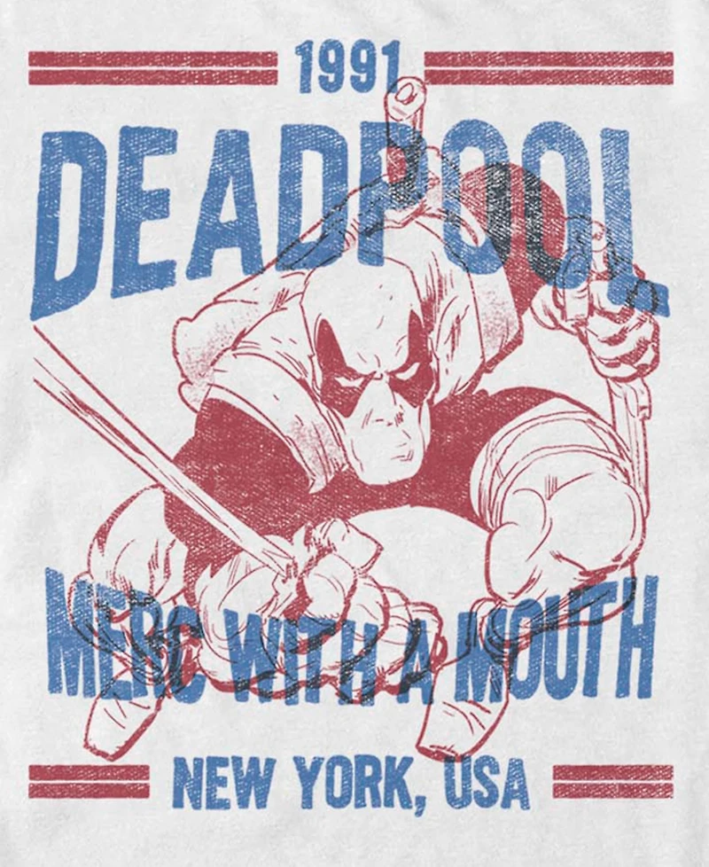 Fifth Sun Men's Deadpool Text Overlay Short Sleeve T-Shirt