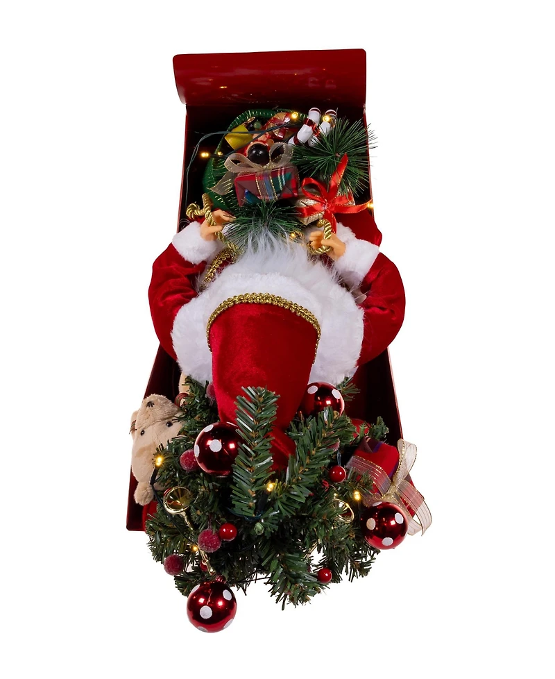 Kurt Adler 24-Inch Battery Operated Musical Led Santa in Metal Sleigh Table Piece