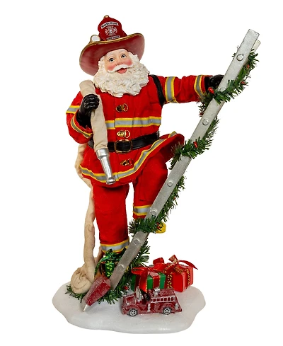 Kurt Adler 11.5-Inch Fabriche Fireman Santa On Ladder