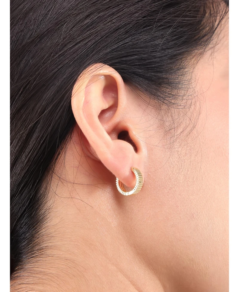 Devata 14K Gold Ribbed Hoop Earrings