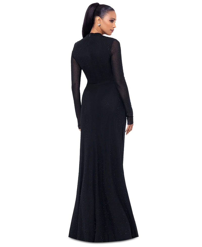 Betsy & Adam Women's Embellished Ruched Gown