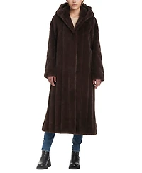 Jones New York Women's Hooded Faux-Fur Maxi Coat