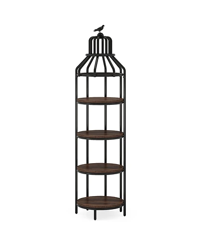Tribesigns 4-Tier Narrow Tall Bookshelf, Rustic Small Bookcase Corner Book Shelf, Freestanding Display Shelves for Living Room, Home Office, Kitchen