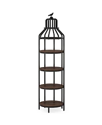 Tribesigns 4-Tier Narrow Tall Bookshelf, Rustic Small Bookcase Corner Book Shelf, Freestanding Display Shelves for Living Room, Home Office, Kitchen