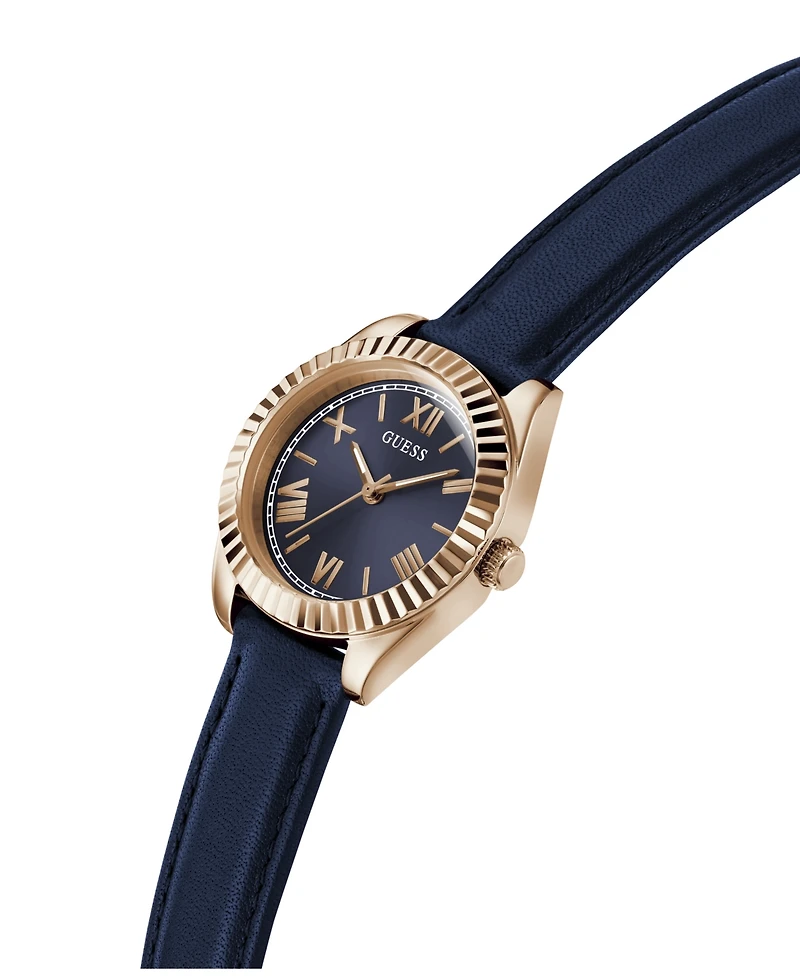 Guess Women's Analog Blue Genuine Leather Watch 30mm
