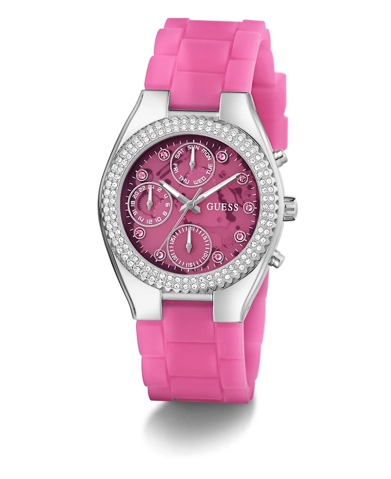 Guess Women's Multi-Function Pink Silicone Watch 37mm