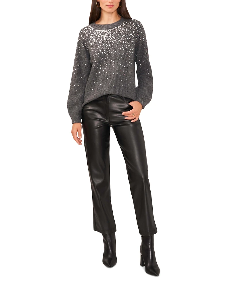Vince Camuto Women's Cozy Crewneck Sequined Raglan-Sleeve Sweater