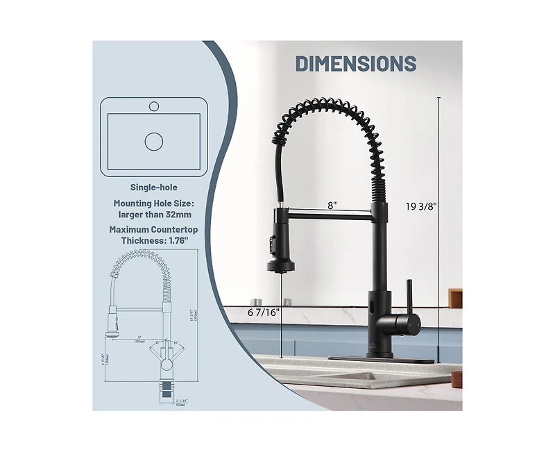 Casainc 1.8 Gpm Pull Down Touchless Sensor Single Handle Kitchen Faucet with Accessories