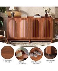 Tribesigns Sideboard Buffet Cabinet, 57" Farmhouse Storage Cabinet with Shutter Doors and Adjustable Shelf, Freestanding Storage Cabinet