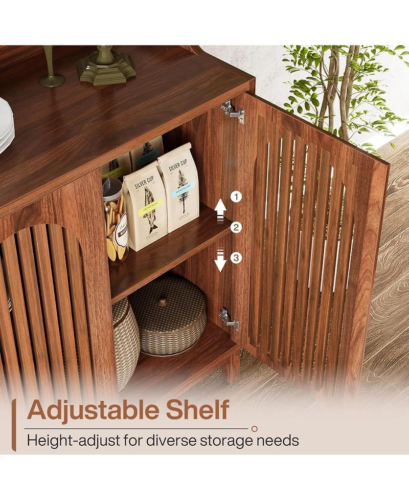 Tribesigns Sideboard Buffet Cabinet, 57" Farmhouse Storage Cabinet with Shutter Doors and Adjustable Shelf, Freestanding Storage Cabinet