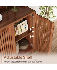 Tribesigns Sideboard Buffet Cabinet, 57" Farmhouse Storage Cabinet with Shutter Doors and Adjustable Shelf, Freestanding Storage Cabinet