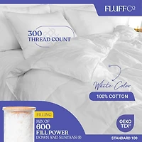 FluffCo Down Blended Comforter - Queen