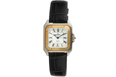 Peugeot Women's Watch 36mm Square Tank Shape Black Leather Strap Watch