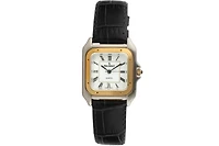 Peugeot Women's Watch 36mm Square Tank Shape Black Leather Strap Watch