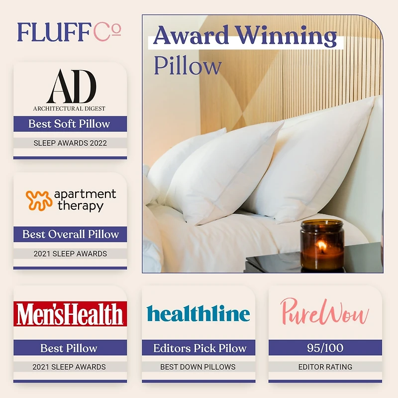 FluffCo Down & Feather Classic Hotel Pillow - King - Soft