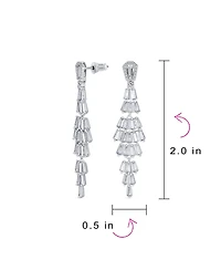Bling Jewelry Cubic Zirconia Cz Linear Statement Asian Estate Art Deco Style Column Chandelier Earrings For Women Prom