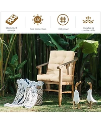 Tufted Patio High Back Chair Cushion with Non-Slip String Ties