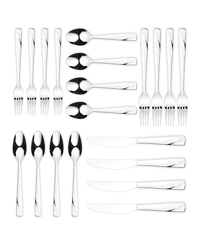 Ornative Rhoda Mirror 42 Piece Flatware Set with Wire Caddy, Service for 8
