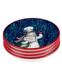 Certified International Snowman Greetings Soup Bowls, Set of 4