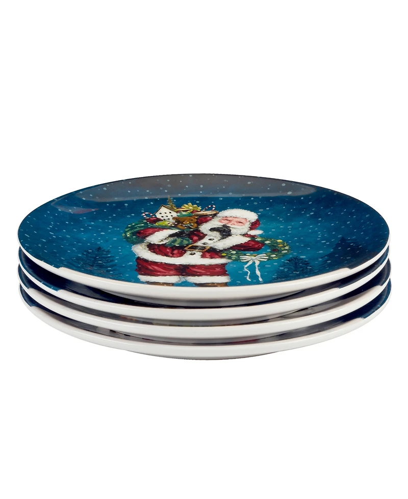 Certified International Santa's Secret Dinner Plates, Set of 4