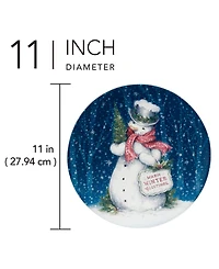 Certified International Snowman Greetings Dinner Plates, Set of 4