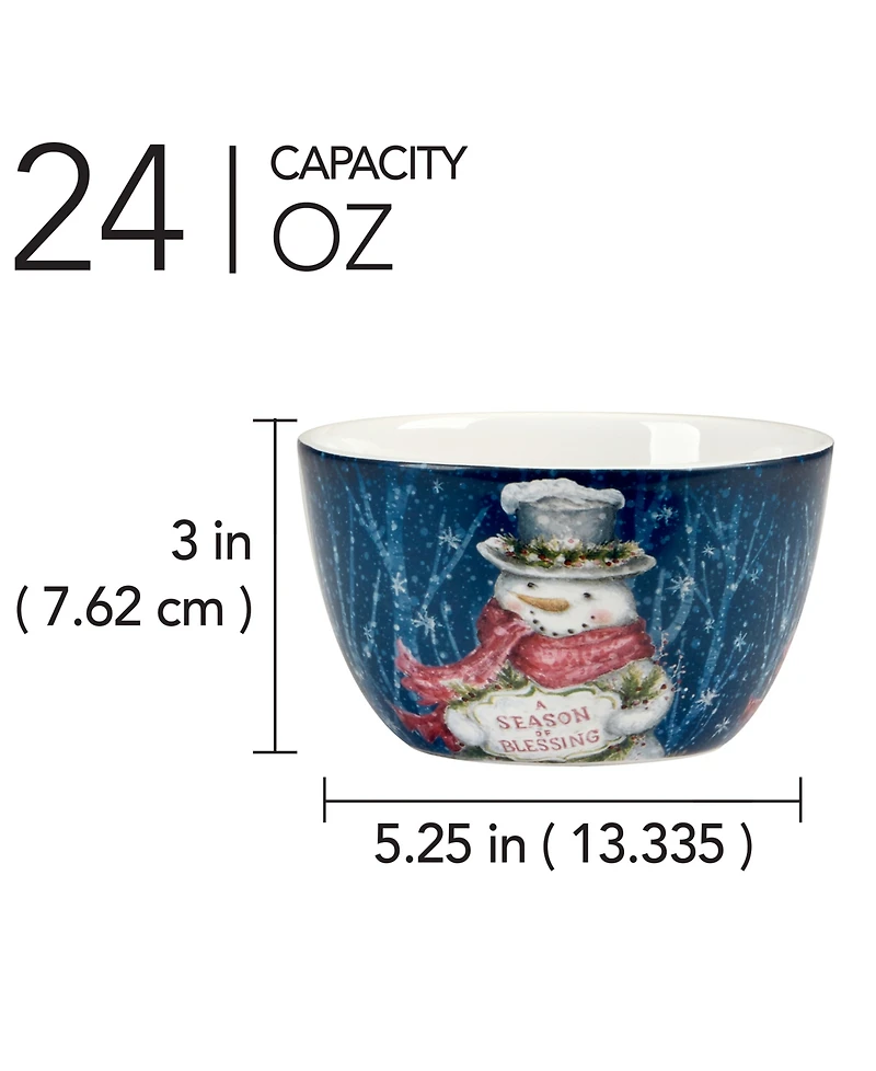 Certified International Snowman Greetings Ice Cream Bowls, Set of 4