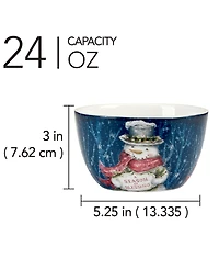 Certified International Snowman Greetings Ice Cream Bowls, Set of 4