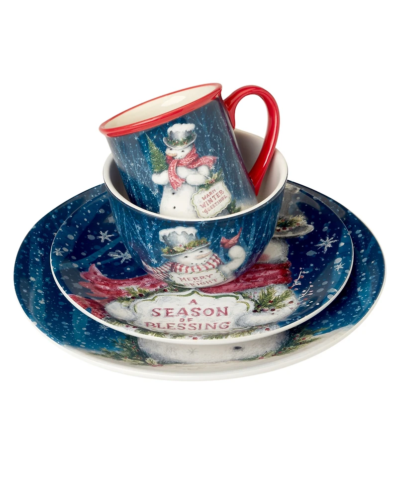 Certified International Snowman Greetings 16 Pc. Dinnerware Set, Service for 4