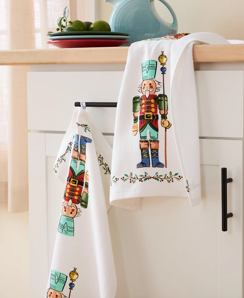 Fiesta Guardian Nutcracker Holiday Holly Sprig Kitchen Towel 16" x 28", Set of 2