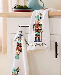 Fiesta Guardian Nutcracker Holiday Holly Sprig Kitchen Towel 16" x 28", Set of 2