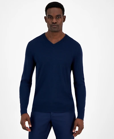 Alfani Men's Long-Sleeve V-Neck Merino Sweater, Created for Macy's