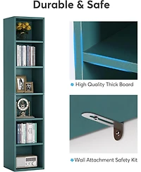 Tribesigns 70.9 Inch Tall Narrow Bookcase, Rustic Corner Bookcase with Storage, 6 Tier Cube Display Shelves for Home Office