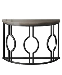 Tribesigns Half Moon Console Table for Entryway, 43 Inch Industrial Semi Circle Sofa with Geometric Base, Wood Accent Living Room, Hal