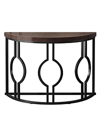 Tribesigns Half Moon Console Table for Entryway, 43 Inch Industrial Semi Circle Sofa Table with Geometric Base, Wood Accent Table for Living Room, Hal