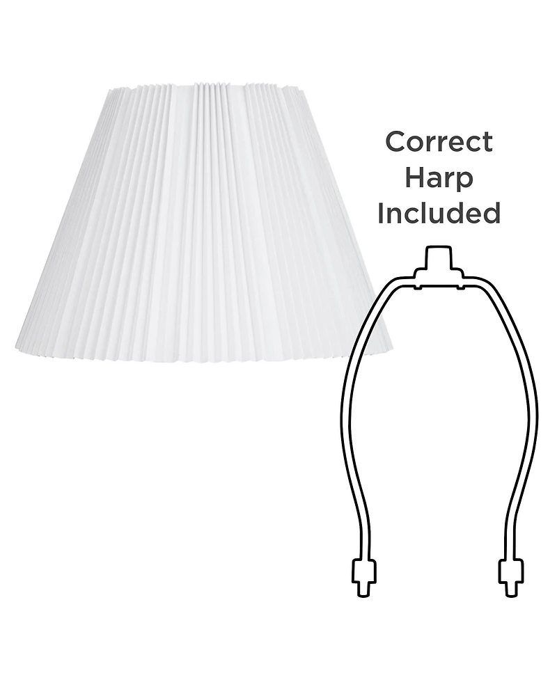 Springcrest Collection Hardback Knife Pleated Empire Lamp Shade White Large 9" Top x 17" Bottom x 12.25" Slant Spider with Harp and Fin