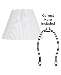 Springcrest Collection Hardback Knife Pleated Empire Lamp Shade White Large 9" Top x 17" Bottom x 12.25" Slant Spider with Harp and Fin