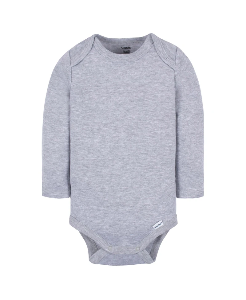 Gerber Baby Girls Long Sleeve Onesies Bodysuits, 6-Pack, White/Black Variety