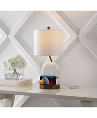 Jonathan Y Ellie 20.25" Bohemian Designer Iron/Resin Elephant Led Kids' Table Lamp with Phone Stand and Usb Charging Port, Pink