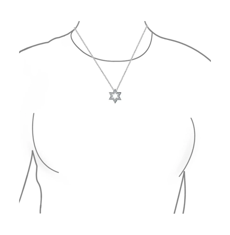 Bling Jewelry Hanukkah Star of David Pendant Necklace: Cz Accent Sterling Silver Bat Mitzvah