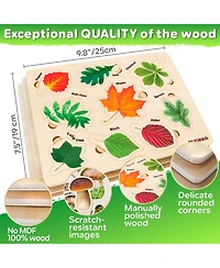 Quokka 3X Set Montessori Wooden Puzzles for Toddlers 2-4 – Mushrooms Flowers Leaves