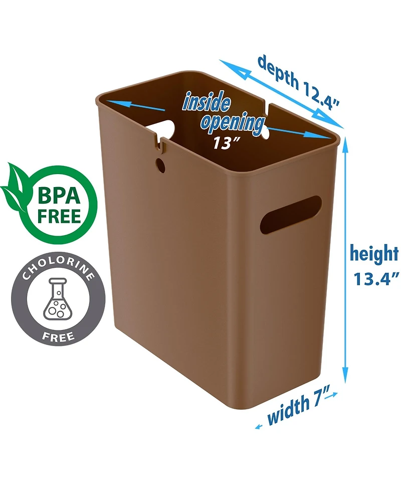 iTouchless SlimGiant Plastic Wastebasket with Handles 4.2 Gallon Set of 2