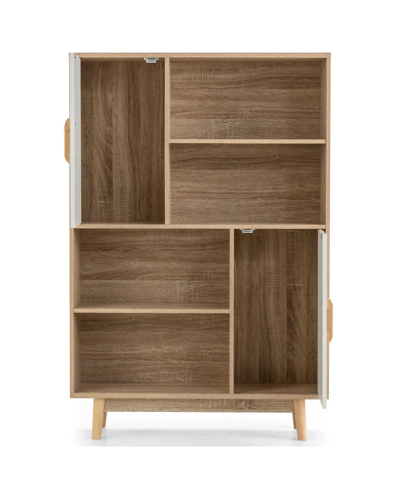Gymax Sideboard Storage Cabinet Bookshelf Cupboard w/Door Shelf Espresso