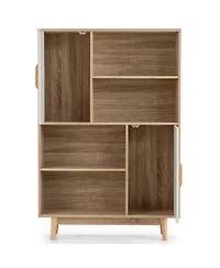 Gymax Sideboard Storage Cabinet Bookshelf Cupboard w/Door Shelf Espresso