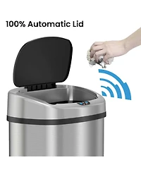iTouchless Stainless Steel Oval Sensor Trash Can with AbsorbX Odor Filter 13 Gallon Silver