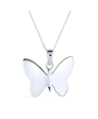 Bling Jewelry Fine Iridescent Color Changing Rainbow Abalone Shell Inlay Butterfly Pendant Necklace Sterling Silver With Chain