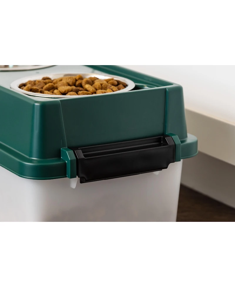 Iris Remington 13lbs/12qt Medium Elevated Dog Food Bowl with Airtight Pet Food Storage Container, Green